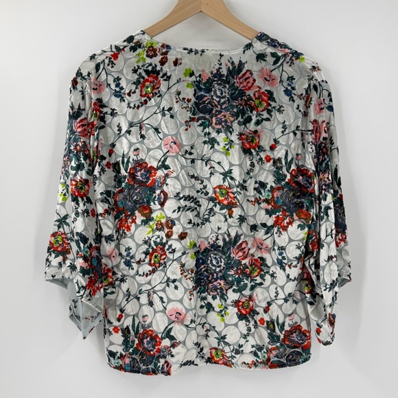 Anthropologie Maeve Umi Velvet Burnout Floral Faux Wrap Top S Feminine Oversized - Picture 6 of 6